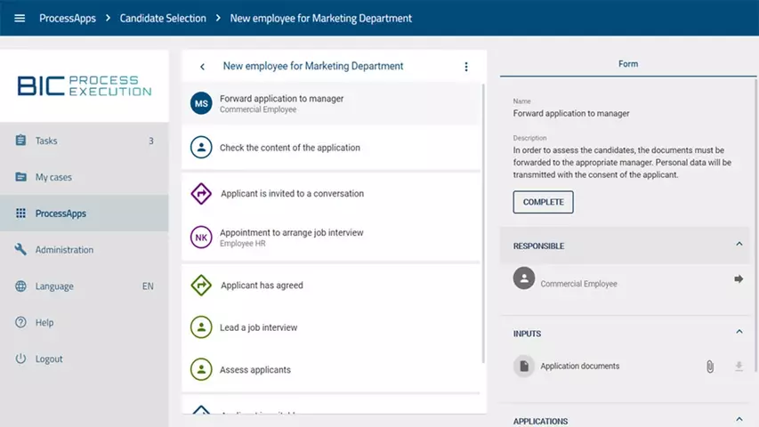 BIC Process Execution: Example of a case